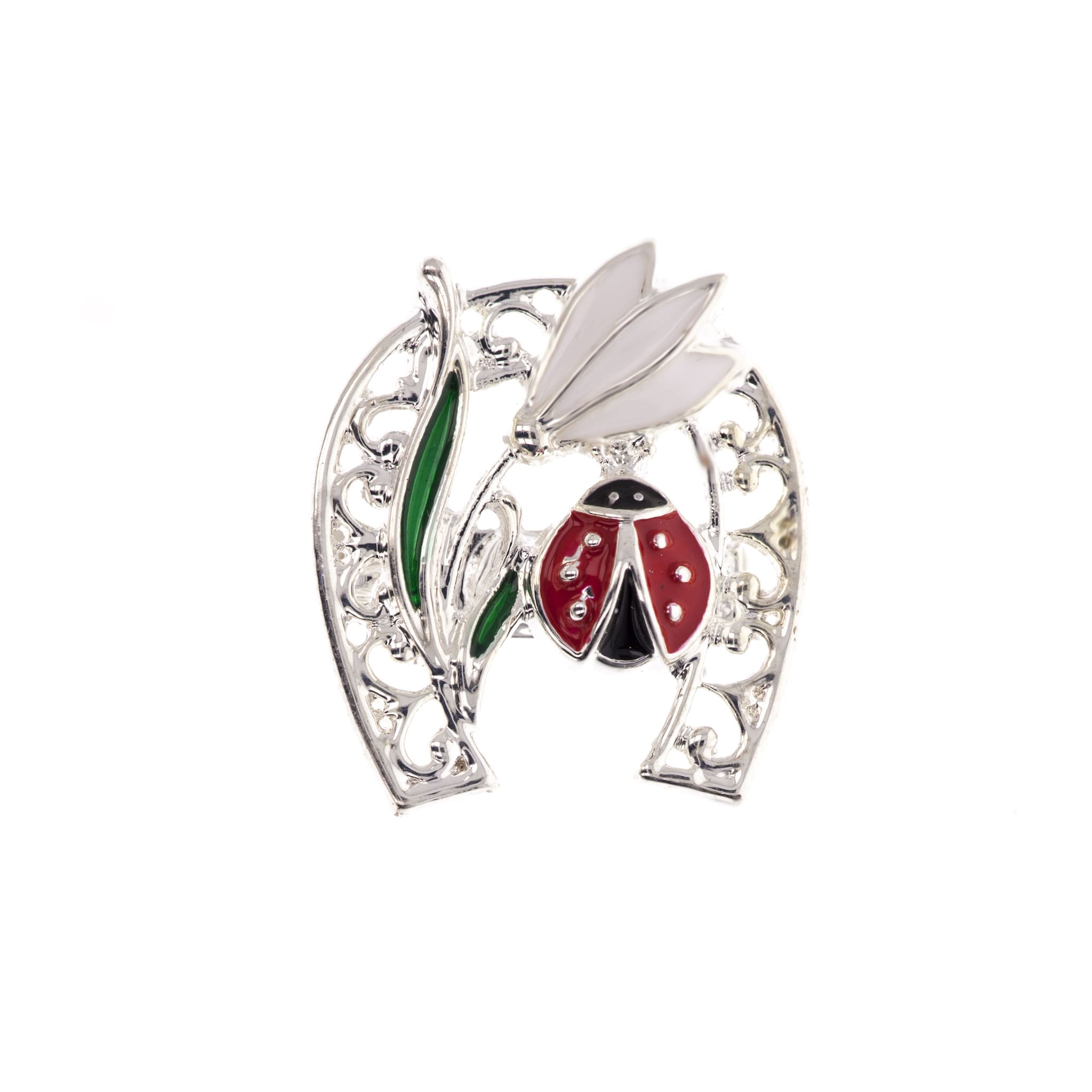 Mărțișor broche herradura con campanilla y mariquita con bolsita de regalo y mensaje personalizado 6 Mărțișor broșă Potcoavă cu ghiocel și gărgăriță cu punguță cadou și mesaj personalizat - Imagen 5