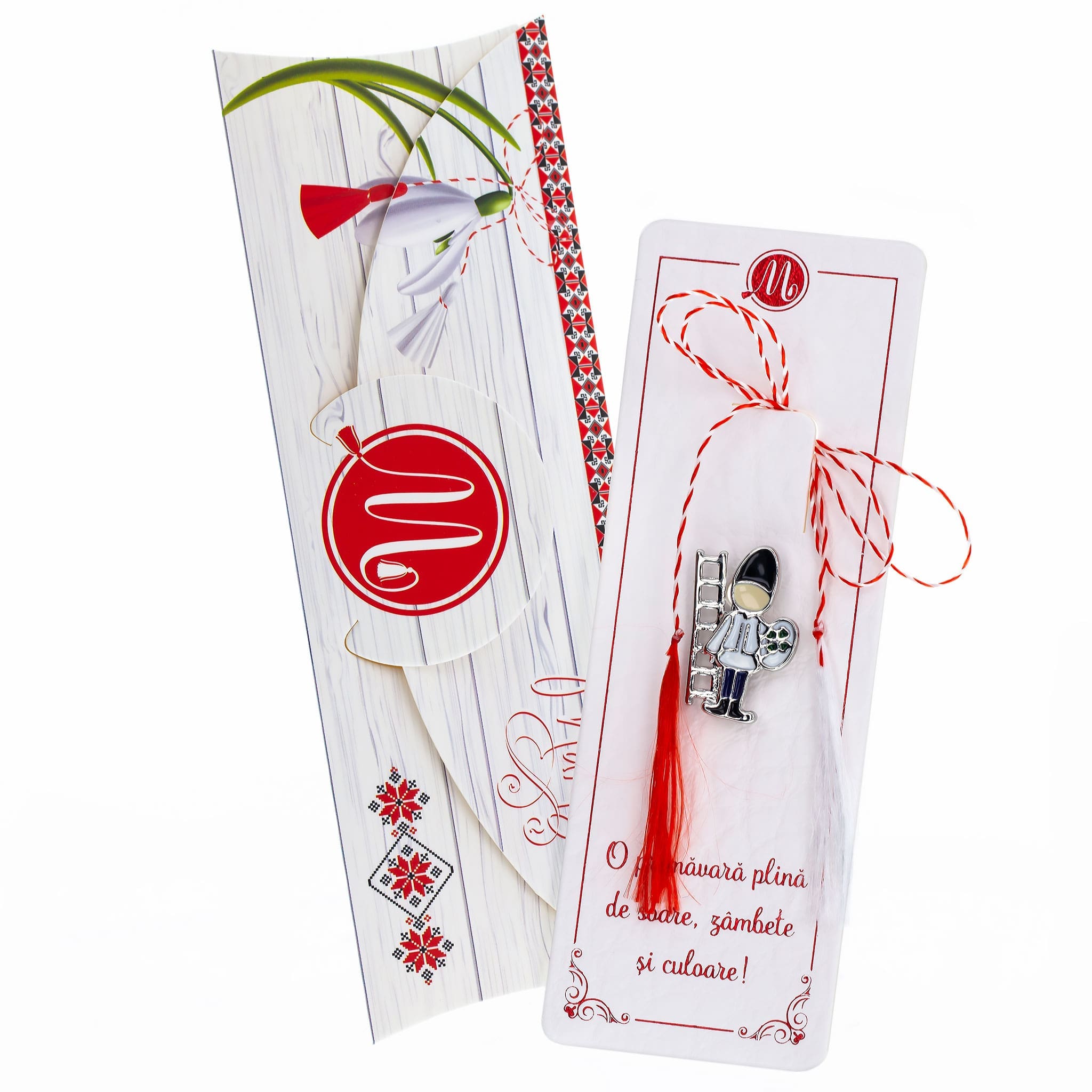 Martisor broche Zalia deshollinador con trebol con bolsita de regalo y mensaje personalizado