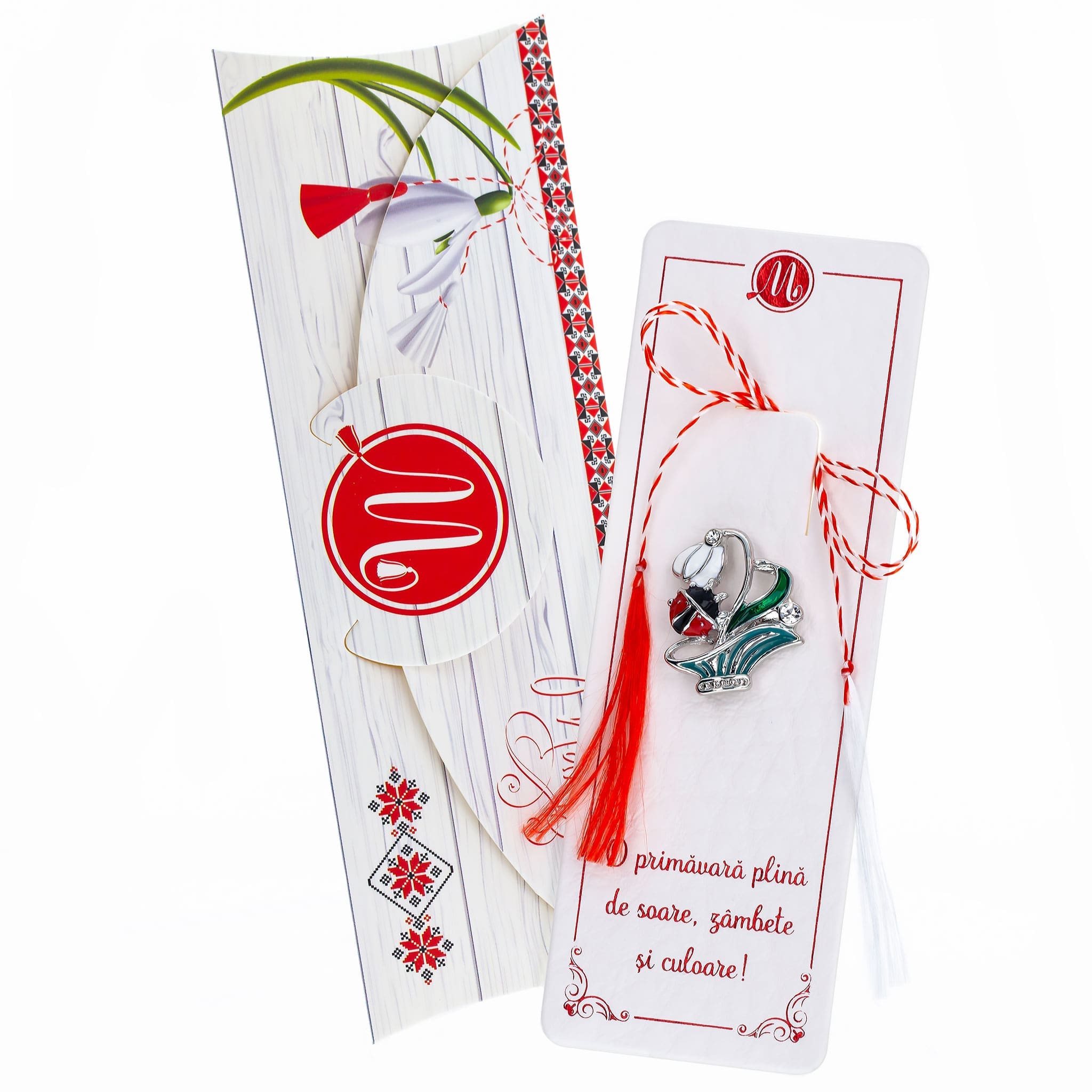 Martisor broche Zalia campanilla con mariquita con bolsita de regalo y mensaje personalizado