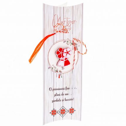 Broche de cereza de mazapán con bolsa de regalo y mensaje personalizado